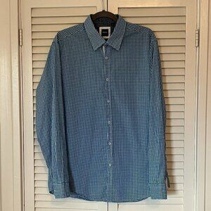 Boss Hugo Boss buttondown shirt Regular Fit XL blue white check plaid gingham